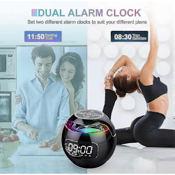 Vækkeur Til Soveværelser, Digitalt Vækkeur Radio Med Bluetooth Højttaler, Dobbelt Alarm, Led Lys, 12/24h Usb Opladningsport Ur Til Tungsovende