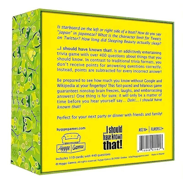 Jag borde ha vetat det! Trivia Game Board Game Card Game  presenter