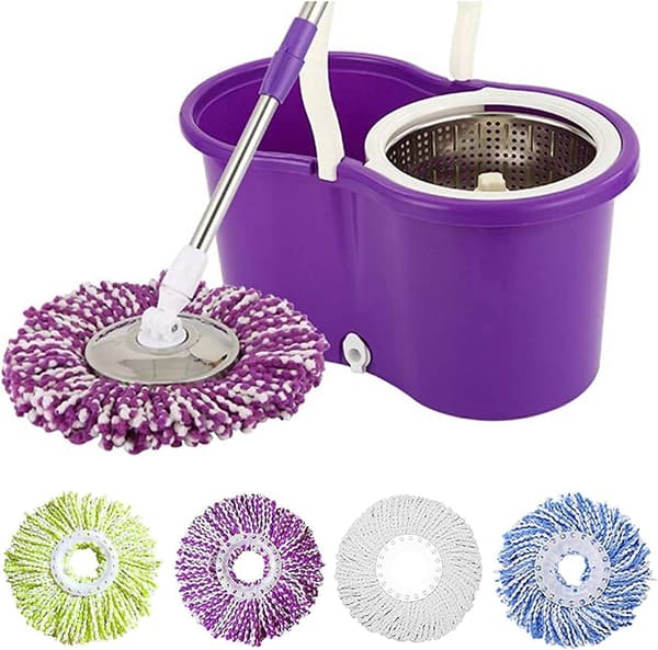 5 erstatningsmoppemikrohoveder til 360° Spin Magic Mop-mikrofiber erstatningsmoppehoved-rund form standardstørrelse