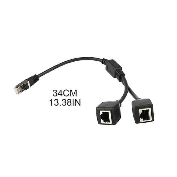 RJ45 Ethernet Splitter Adapterkabel 1 til 2 Port Adapterledning LAN Ethernet