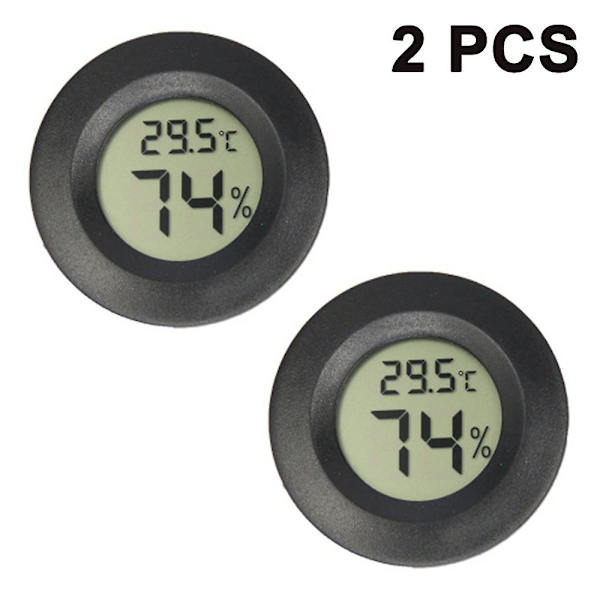 4,5 cm Mini LCD-skærm Rund Digital Termometer, Hygrometer Køleskab 2 stk.