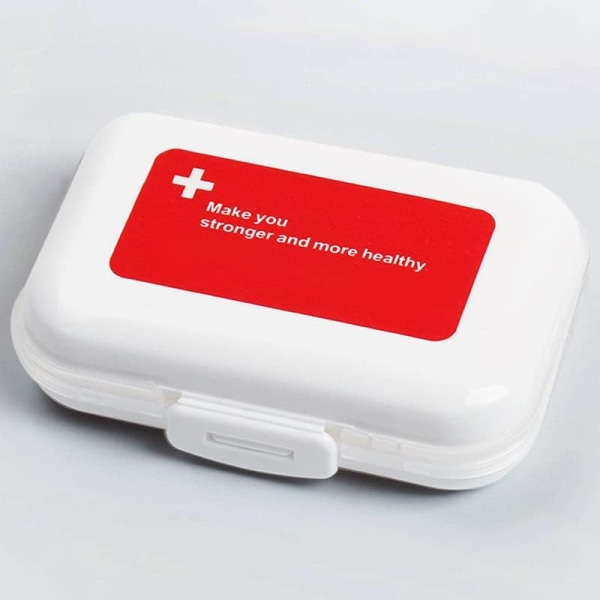 Liten pillebokseske, søt reisepilleeske, lommeapotekboks, BPA-fri pilleboks med 8 rom, pilleholder for vitaminer (rød)