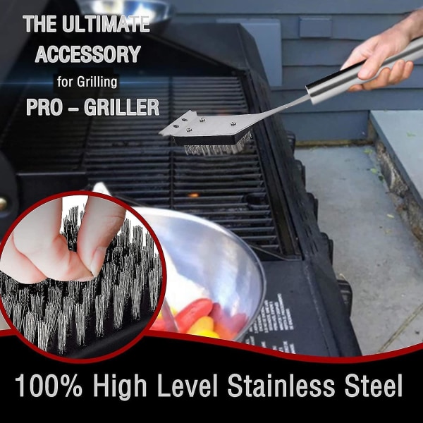 4-pakning grillbørstehoder, trådløs, utskiftbare hoder kompatible med de fleste grillbørster, beste grillrens (4 stk)