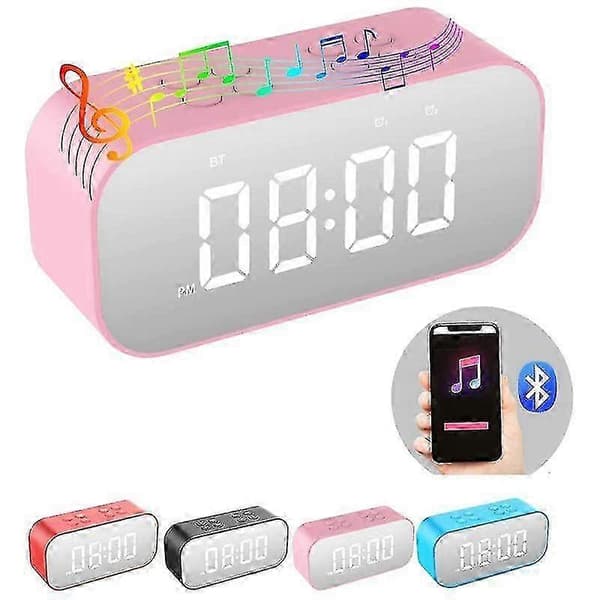 Väckarklocka för sovrum/kontor, digital klocka med Bluetooth-högtalare, väckarklocka för tungsovare