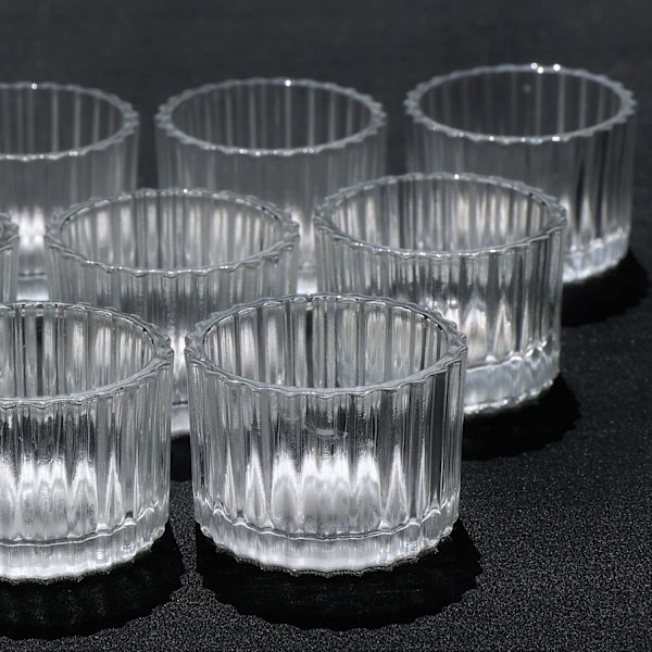 Set med 12 Klarfärgade Värmeljushållare, Glasljusstakar för Bordsdekorationer 5cm x 3.5cm, Votivljusstakar