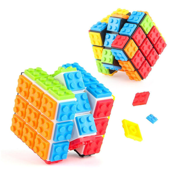 3x3 Build-on Kloss Magics Cube, Brain Teaser Puslespill og Klossleketøy - Black
