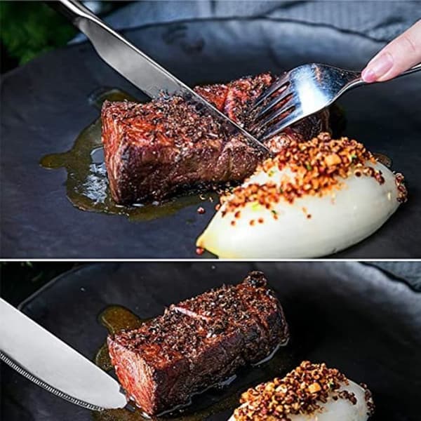6-dele bordknivsæt, 23 cm steakkniv i rustfrit stål (sølv)