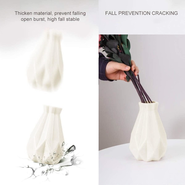 Vas Kreativ Plastvas, Vardagsrumsdekorationer Vas Hydroponisk Kreativ Blomsterarrangemang, Rosa Geometrisk Skrivbordsdekorativ Vas-Vit