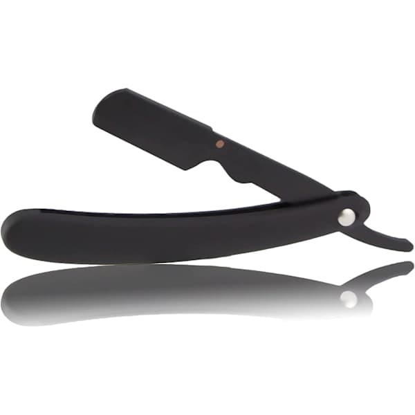 (Sort) Høj kvalitet lige kant barberkniv, foldbar
