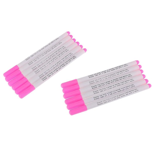 12 stykker luftslettbar penn Vannløselig penn Vanishing Fabric Marker Rosa