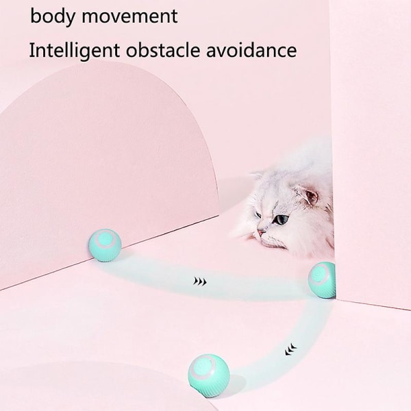 Elektriska kattbollsleksaker Automatisk rullande smarta katt leksaker Självgående kattungeleksaker Pink 1PC