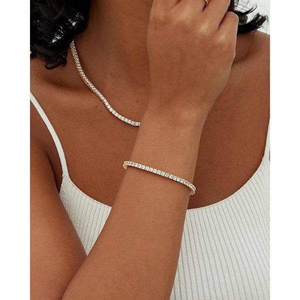 Klassisk 14K Guldbelagt Cubic Zirconia Tennisarmbånd | Elegante Armbånd til Kvinder
