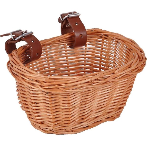 Bicycle Basket Children Front Handlebar Basket, Braided Wicker Basket Wheel Basket Hanging Basket Front Bicycle Accessories