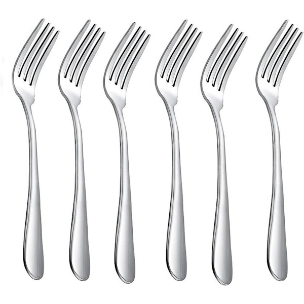 6-delt middagsgaffelsett 4 tagger bordgaffel bestikk flatware rustfritt stål speilpolering 7-tommer 18cm