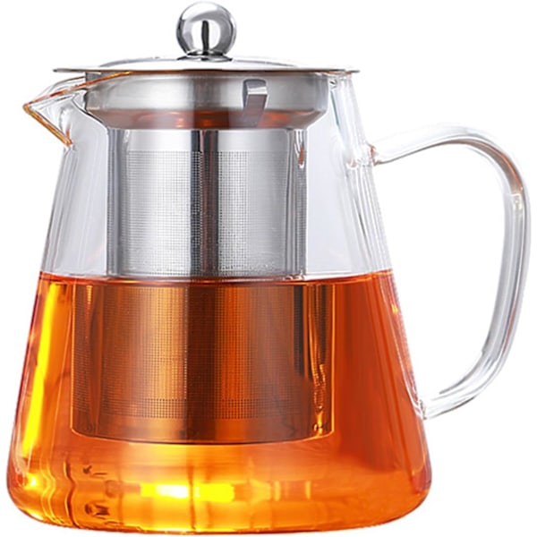 Klar Glastekande med Si, Rund Form Tekande med Si, Varmebestandig Borosilikatglas Tekande med Si, Komfur Sikker Te Maker 450ML (450ML)
