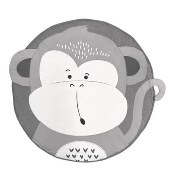 Aktivitetsmatta - Apa - Babylekmatta - Mjuk Bomull - Grå