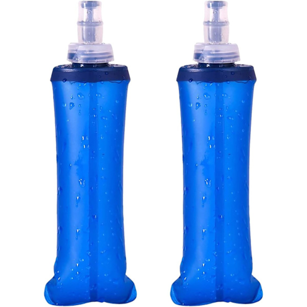 2 st Mjuka Flaskor 250ml, TPU Fällbara Löpvattenflaskor, Utomhus Sport Hydreringsflaska, Mjuk Hopvikbar Vattenflaska
