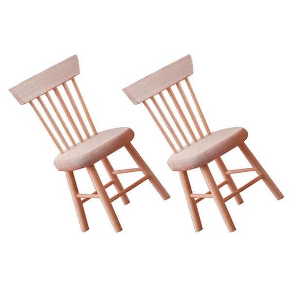2 stk. Miniature Møbler Møbel Model Dukke Høj Stol Træ Tiny Stol Dukkehuse