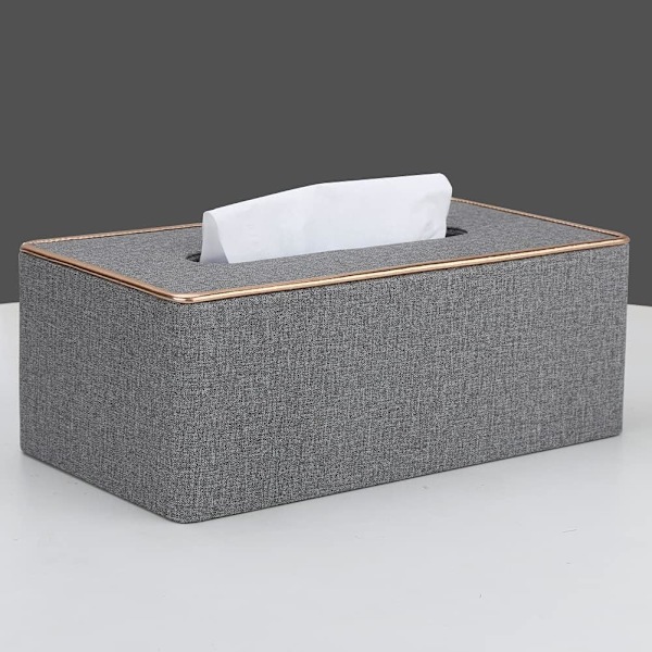 1 stk. Tissue Box Cover  Læder Rektangulær Tissue Box Holder til Hjem eller Kontor Gray