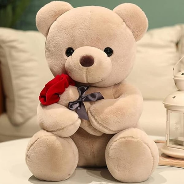 Söt nallebjörn med ros, söt rosbjörn present till din älskade, nallebjörn till flickvän Barn födelsedag, alla hjärtans dag, (13,7 tum)