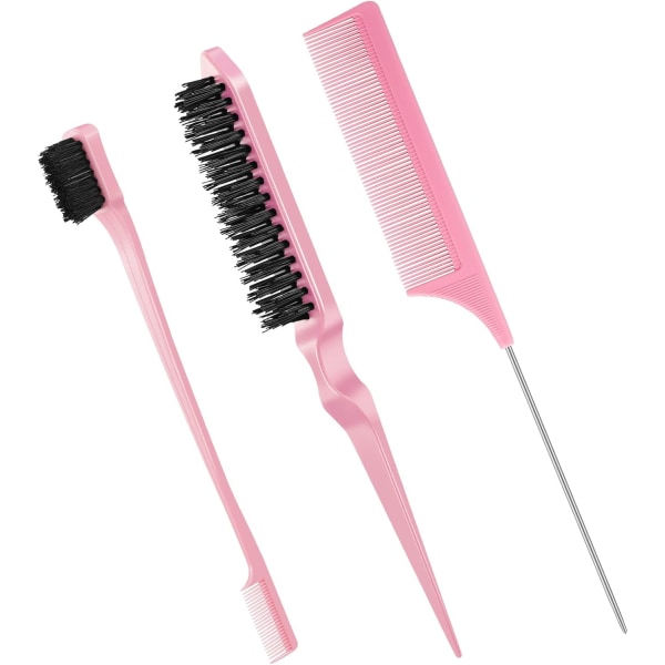 3 Pack Smooth Brush Set Set, Muoviset harjakset Harjaus Kampa Reunaharja Hoitokampa Tukeva rotan hännän kampa