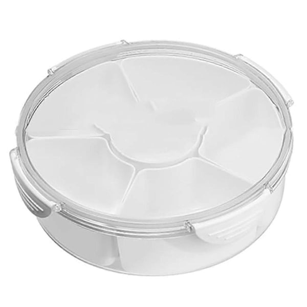 Bakke med låg - Opdelt snackboksbeholder med 6 rum til serveringsfad til fester, frugt