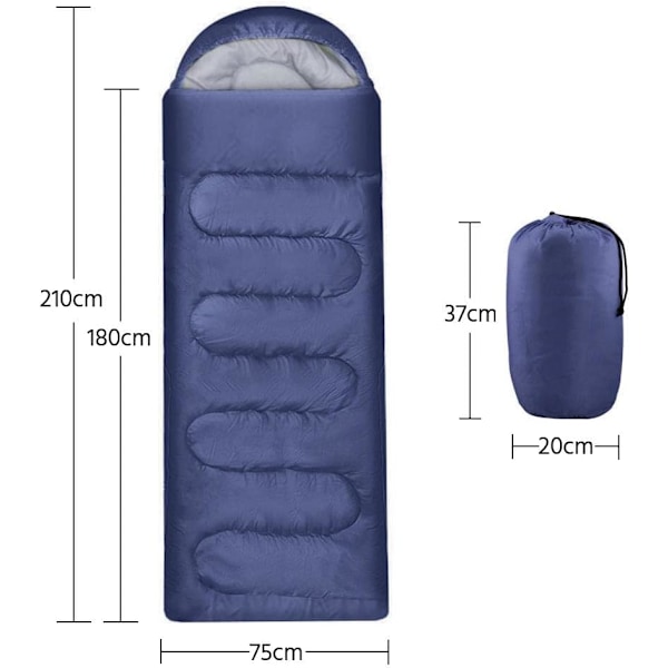 1PCS Soveposer for Voksne, Enkelt Voksen Konvolutt Sovepose for 3 Sesonger Lett Camping Fotturer Navy Blue