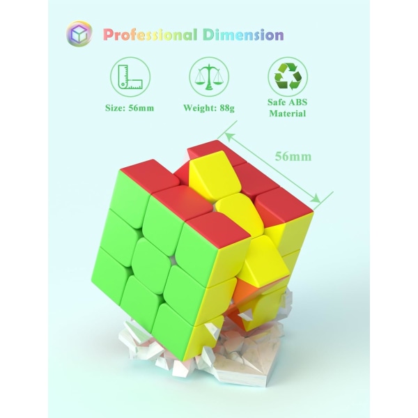 Magic Cube, 3x3 Speed Cube - Kestävä, kiinteä ja himmeä, tarraamaton, nopeampi kuin alkuperäinen (3x3x3)