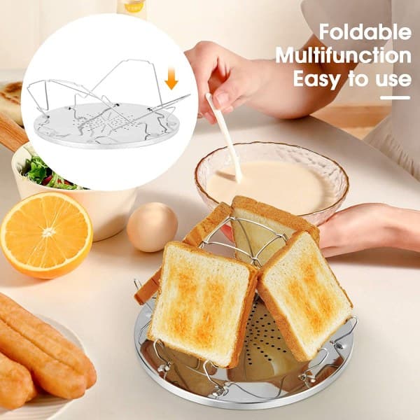 Camping Toaster i rustfritt stål, tilbehør til toast for gasskomfyr