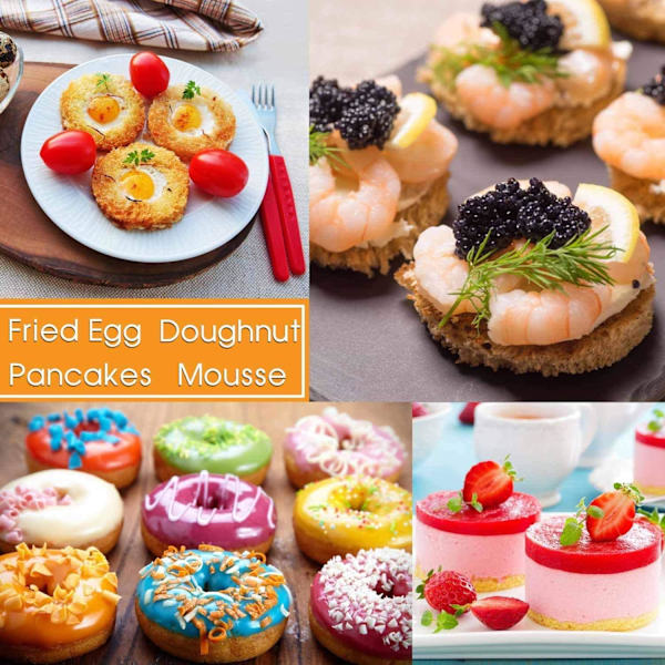 11 stk. Kageudstansningssæt, Rustfrit Stål Runde Kageudstansere til Donut og Scones, Ringformet Konditorudstyr