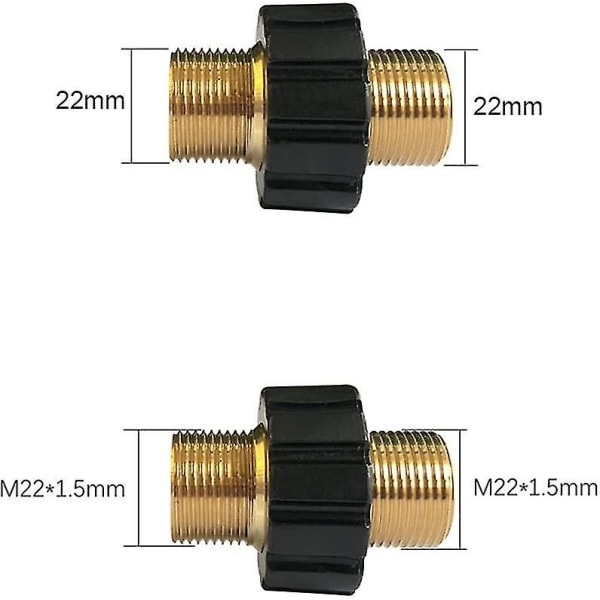 Slangekobling, M22 X 1,5 Dobbel Hunn Trykkvaskeradapter (14mm Hy