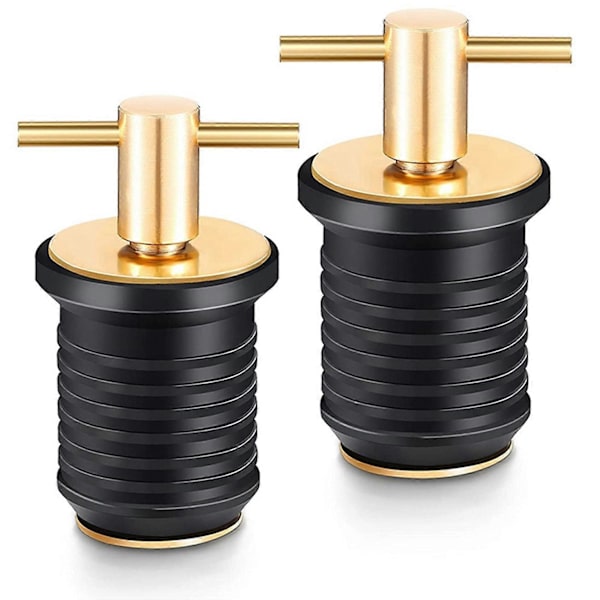 2 stk T-håndtag Aftapningsprop Twist-Turn Marine Båd Aftapningsproppe Gummipropper med Messinghåndtag Båd Ma