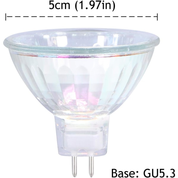 MR16 Halogenpærer 35W 12V, GU5.3 Spotlight Pære Dimbar, 4000 Timer Ekstra Lang Levetid, 2-Pols Sokkel 36° Strålevinkel, 3000K Varmt Hvit Dikroisk 6-pakning