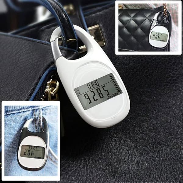 Digital skridttæller til gang 3D Pedometer med klips - Sort