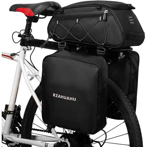 3-in-1 Pyörän telinelaukku Tavaralaukku Vedenpitävä polkupyörän takaistuinlaukku kahdella sivussa ripustetulla pussilla Pyöräilytavaralaukku Olkalaukku, pyörän tavaratilalaukku