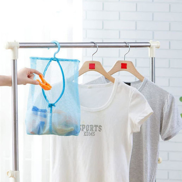 Tøjepindpose, Pegkurv, Mesh Opbevaringspose Med Krog Hængende Opbevaringskurv Til Garderobe Vaskeri 3 Stykker