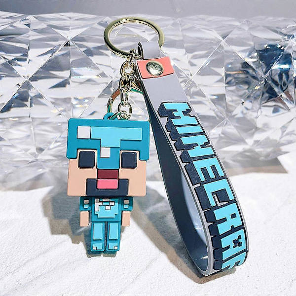 Minecraft Avaimenperä Avaimenrenkaana Laukun Ripustuskoriste Rihma Avaimenperä Malli Nukke Sukka Täytelahja Blue