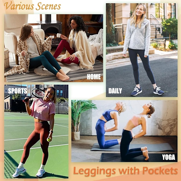 Svarta leggings för kvinnor Mjuka leggings med hög midja och magkontroll Leggings för sport Träning Gym Löpning Yoga Byxor XL