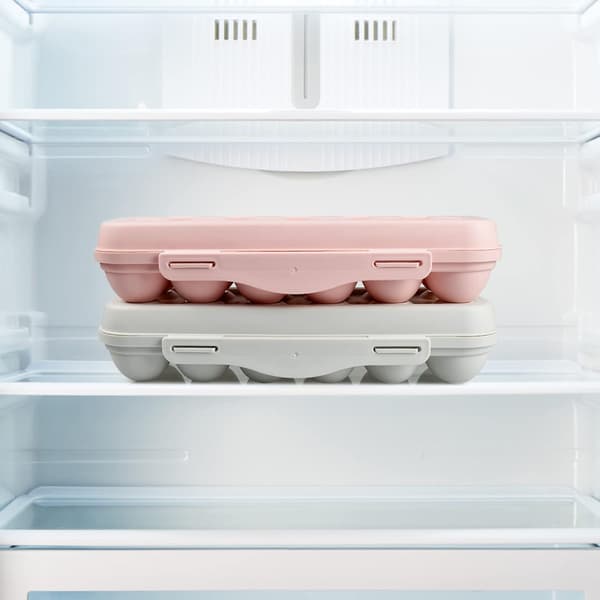 Eggoppbevaringsboks, 2 eggbrett i plast med lokk, stablebar eggbeholder (12 celler)