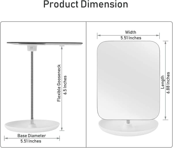 Sminkspegel med stativ - Justerbar flexibel - 360° rotation vikbar