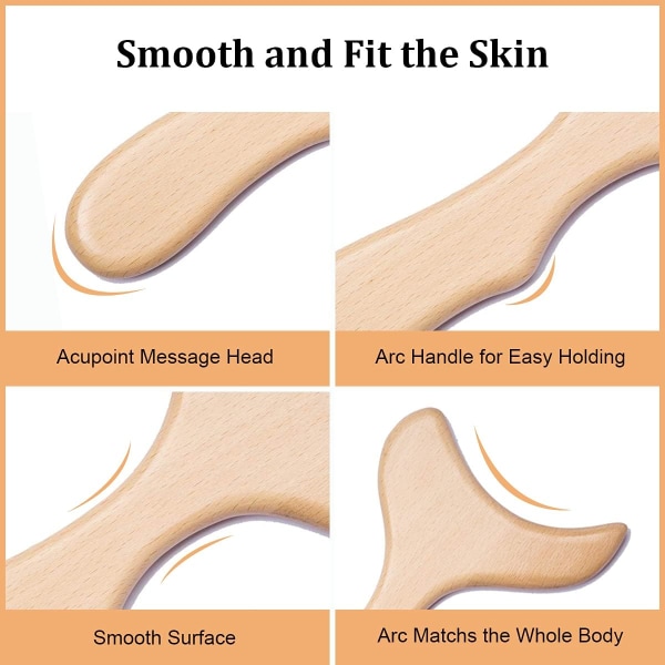Tre Gua Sha Massasjeapparat for Lymfedrenasje, Større Kropp, Rygg og Nakke Gua Sha Terapi Massasjeverktøysett for Kroppsforming, Helse, Hjemmepleie