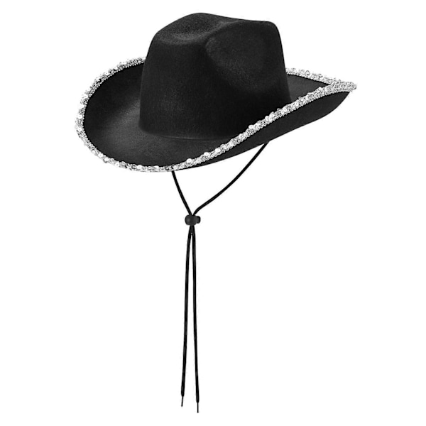 Möhippa Cowgirl Keps Brud Cowboyhatt Kvinnor Bröllopsfest Paljettbrädd Hatt Flickor Karnevaler Cosplay Party Rekvisita Svart Black