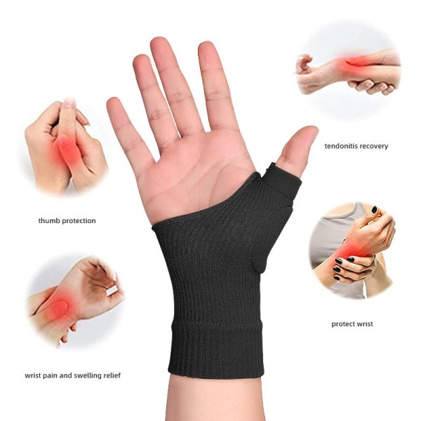 Tumhandskar, handledsstöd, fingerlösa handskar 1 par Black L