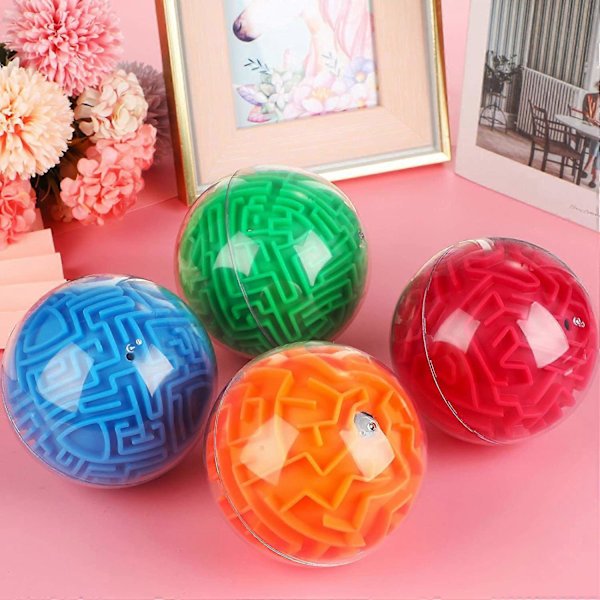4 Stykker 3D Labyrint Ball Labyrint Puslespill Ball Magiske Hjernevrider Spill Sfære Pedagogiske Puslespill Leker Labyrint Puslespill Kube Ball for Voksne og Studenter Tenåringer