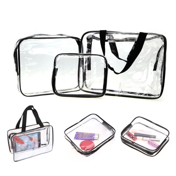 3-pak Gennemsigtig Transparent Toilettaske Make-up taske transparent
