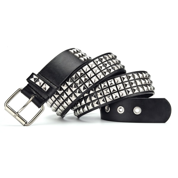 Studded Belt, Metal Punk Rock Rivet Belt med Bright Pyramid Stud