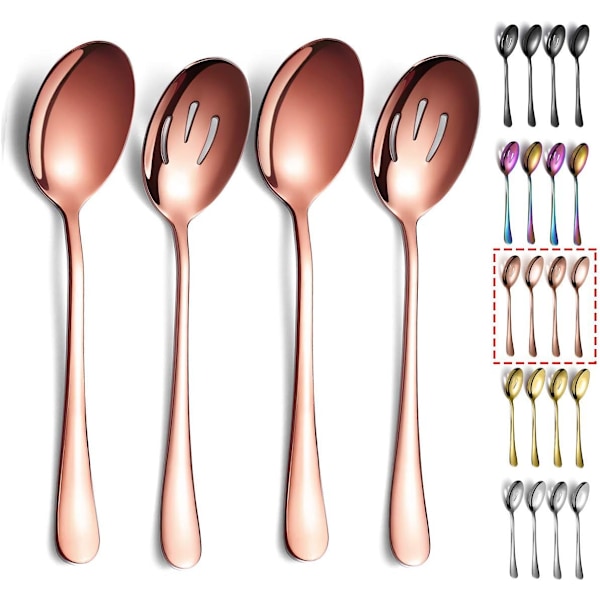 Serveringsskeer 4 stk., Serveringsske, Inkluderer 2 Serveringsskeer og 2 Hulskeer, Serveringsredskaber i Rustfrit Stål Rose Gold