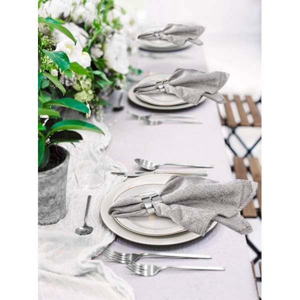 8 stk Serviettringer i Metall, Serviettholdere for Bryllup, Middag, Fest, Bankett, Borddekorasjon (Sølv)