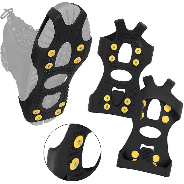 10-dubbar Universal Ice No Slip Snow Shoe Spikes Grips Cleats - M