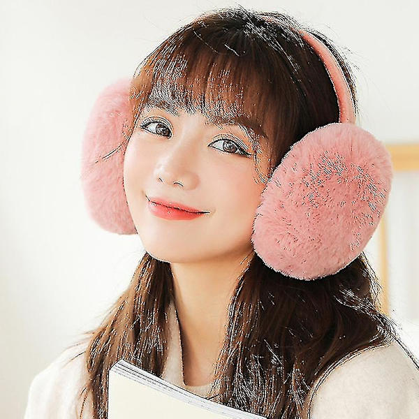Fällbar öronvärmare Håll varm plysch unisex mjuk öronvärmare för utomhusbruk Light Pink